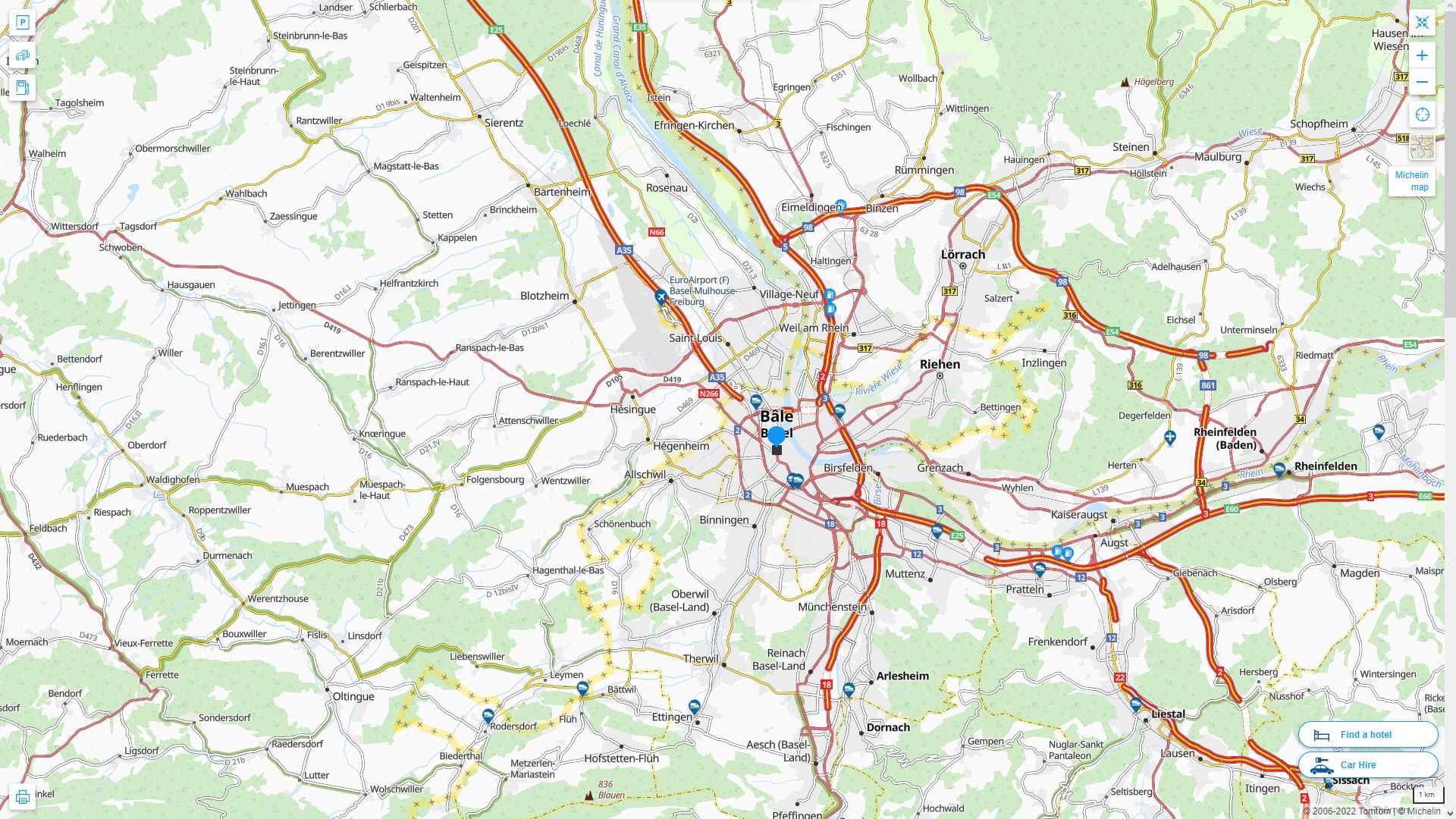 Basel Suisse Autoroute et carte routiere